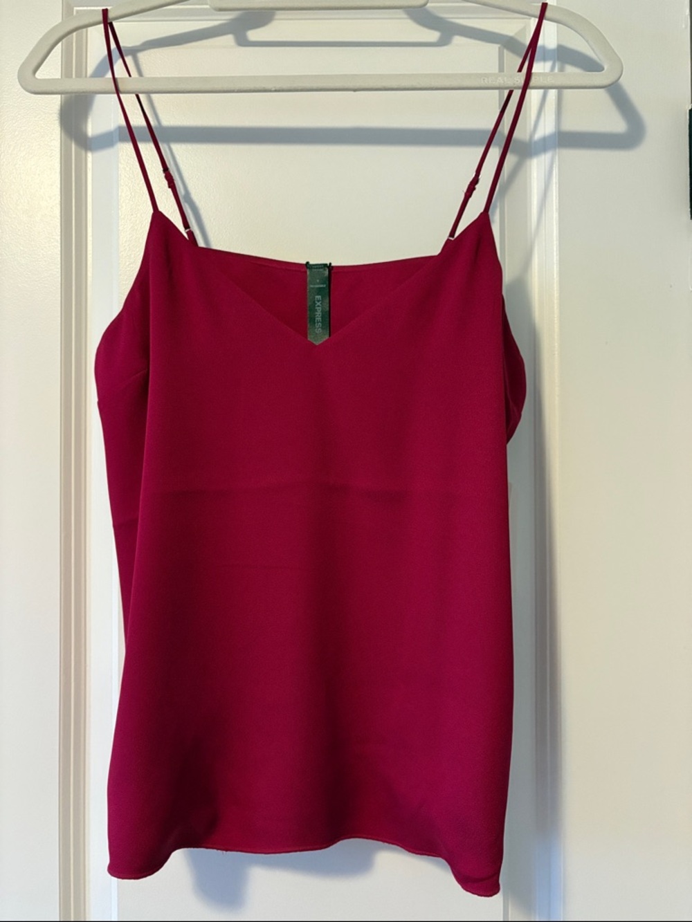 Express Magenta Adjustable Spaghetti-Strap V-Neck Cami